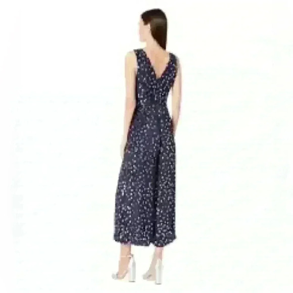 NEW KATE SPADE NEW YORK Silk Blend Navy Burnout Velvet Sleeveless Jumpsuit - Picture 2 of 15